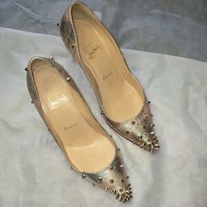 Christian Louboutin Metallic Gold Spiked Heels - Size 36